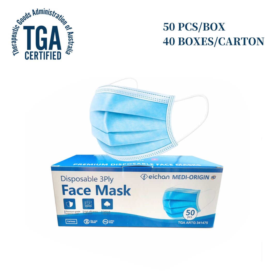 Medical Face Mask Blue <br> 40 Boxes Carton