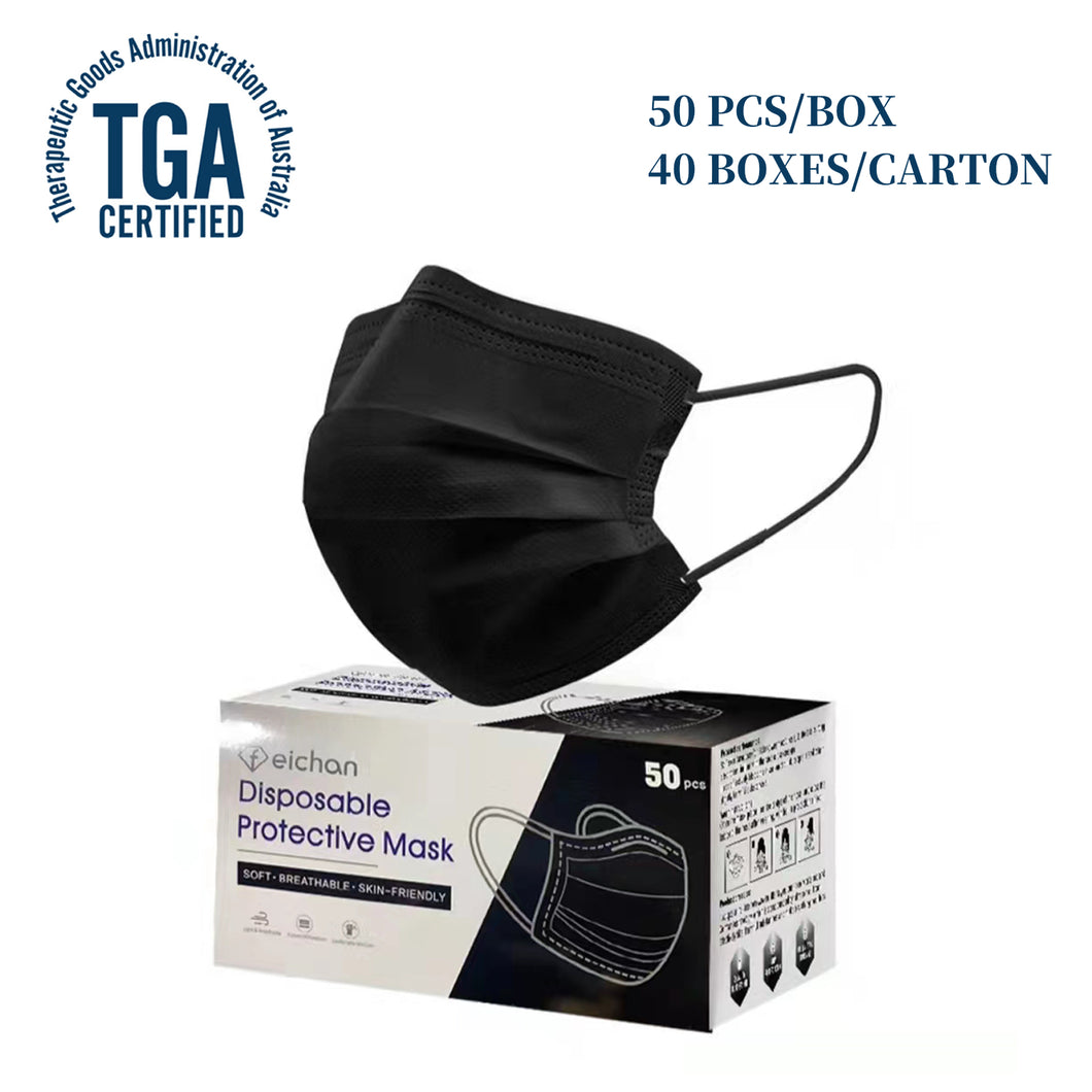 Medical Face Mask Black<br> 40 Boxes Carton